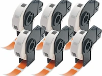 6 rollen dk-11208 grote oranje adreslabels compatibel met brother - afbeelding 1 van  5