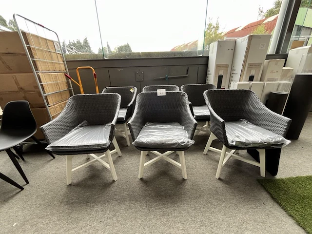 6 stoelen bodega wicker met kussens - afbeelding 1 van  5