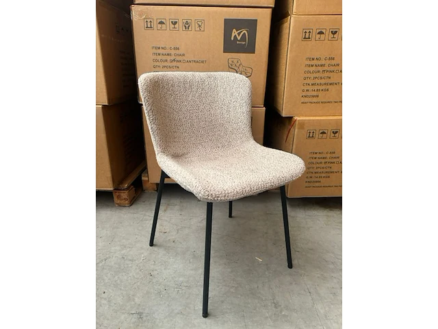 6 stuks bouclé stoel beige - afbeelding 1 van  1