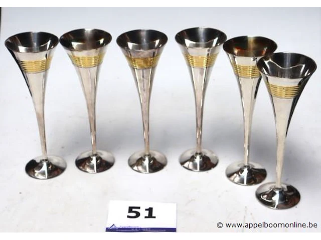 6 vintage champagneglazen - afbeelding 1 van  2