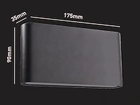 6 x 12w led design wandlamp duo licht zand zwart warm wit waterdicht - afbeelding 3 van  7
