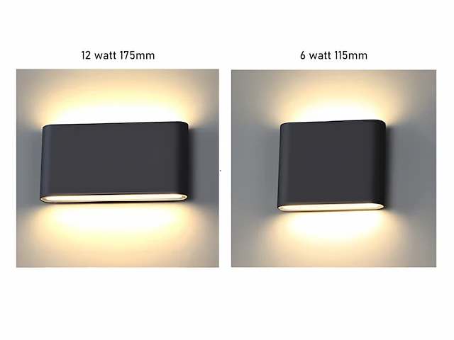 6 x 12w led design wandlamp duo licht zand zwart warm wit waterdicht - afbeelding 6 van  7