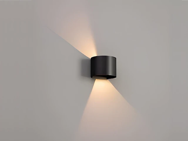 6 x 12w led zwart wandlamp rond duo licht verstelbaar waterdicht - afbeelding 1 van  7
