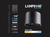 6 x 12w led zwart wandlamp rond duo licht verstelbaar waterdicht - afbeelding 3 van  7