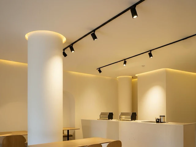 6 x 18w 3000k led pro railspot cilinder zand zwart draaibaar - afbeelding 4 van  8