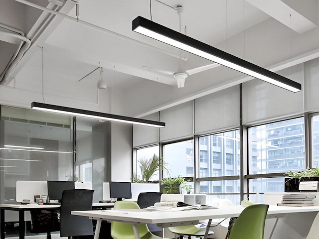 6 x 40w led 120cm linear hanglamp 3 kleur licht switch zwart - afbeelding 6 van  7