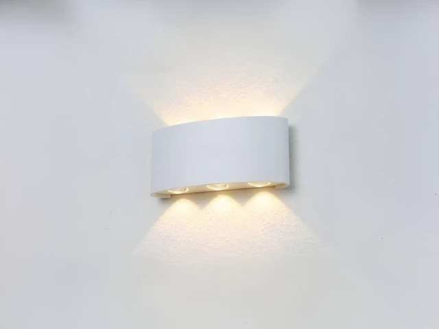 6 x 6w led ovaal wandlamp zes licht zand wit warm wit waterdicht - afbeelding 1 van  5