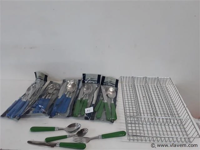 6 x bestekset 4 delig + bestekmand - afbeelding 1 van  2