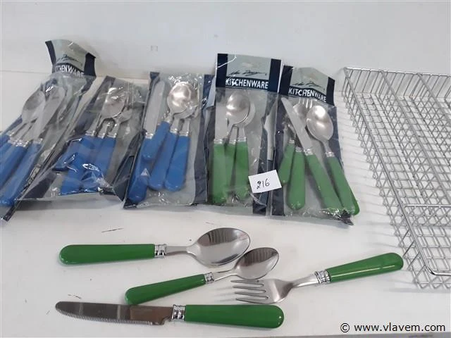 6 x bestekset 4 delig + bestekmand - afbeelding 2 van  2