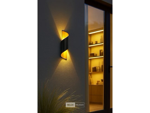 6 x bidirectionele led wandlamp – 2x3w – 3500k neutraal wit – zwart/goud – ip54 (sw-34) - afbeelding 2 van  6