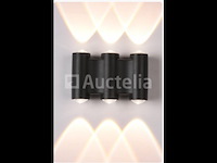 6 x bidirectionele led wandlamp – 6w – 3500k – ip54 – zwart – sw-47-3 - afbeelding 1 van  3