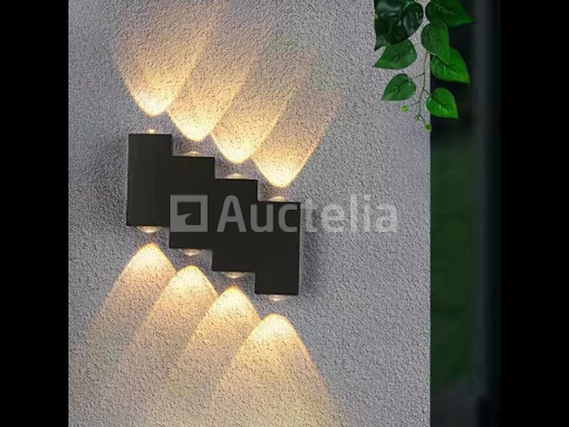 6 x bidirectionele led wandlamp – 8w – 3500k – ip54 – zwart – sw-45-4 - afbeelding 1 van  2