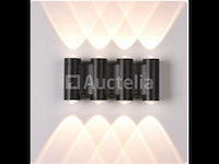 6 x bidirectionele led wandlamp – 8w – 3500k – ip54 – zwart – sw-47-4 - afbeelding 1 van  3