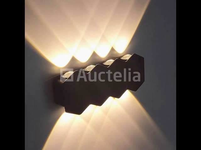 6 x bidirectionele led wandlamp – 8w – 3500k – ip54 – zwart – sw-51-4 - afbeelding 2 van  5