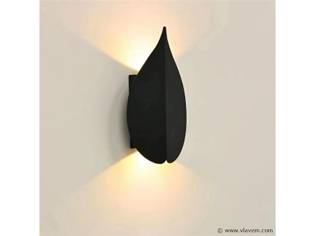 6 x bladvorm led wandlamp – 2 x 3w – 3500k neutraal wit – zwart – ip54 (sw-239) - afbeelding 1 van  3