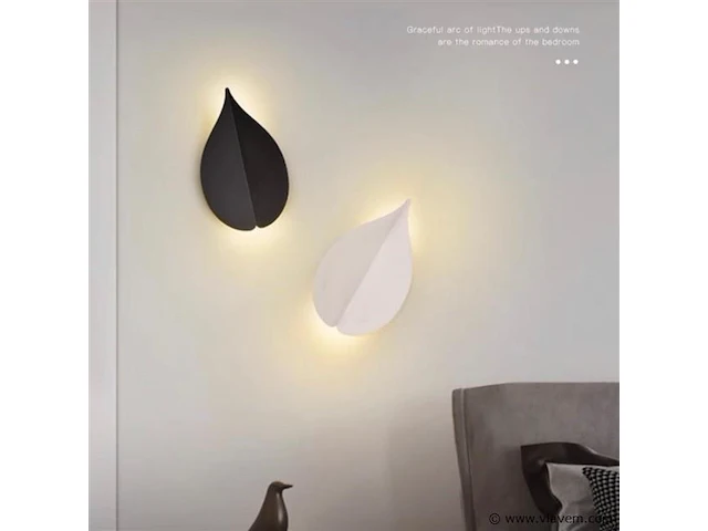 6 x bladvorm led wandlamp – 2 x 3w – 3500k neutraal wit – zwart – ip54 (sw-239) - afbeelding 2 van  3