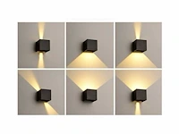 6 x cube black bidirectionele led wandlamp – 2x5w – 3500k neutraal wit – ip54 (sw-2312-2) - afbeelding 1 van  5