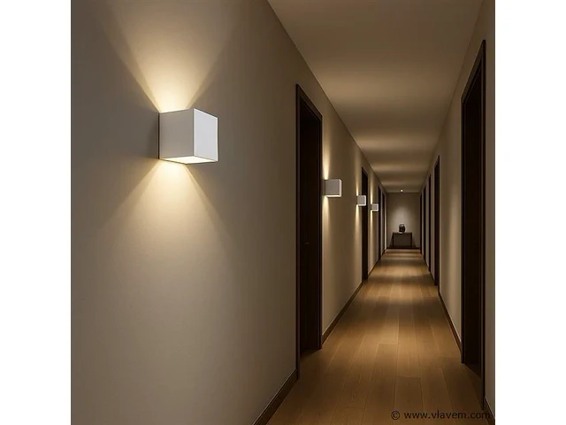 6 x cube wit bidirectionele led wandlamp – 2x5w – 3500k neutraal wit – ip54 (sw-2312-2) - afbeelding 1 van  5