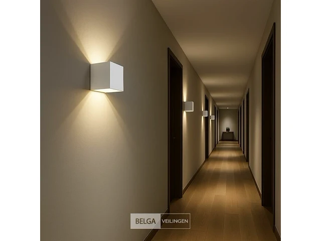 6 x cube wit bidirectionele led wandlamp – 2x5w – 3500k neutraal wit – ip54 (sw-2312-2) - afbeelding 1 van  6