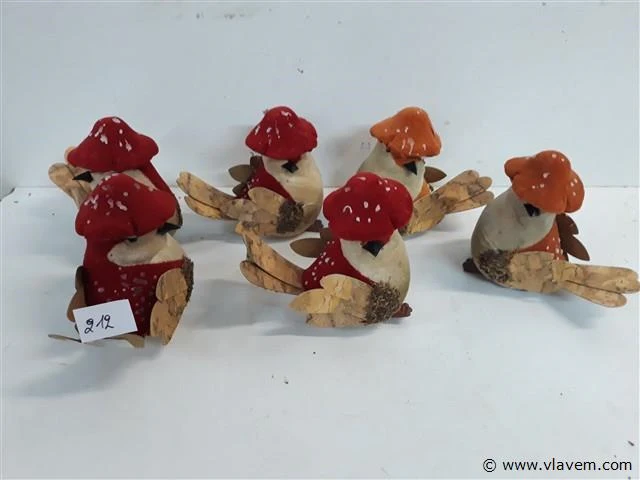 6 x deco vogel 14 cm - afbeelding 1 van  2