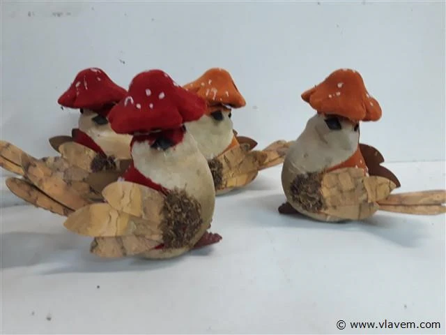 6 x deco vogel 14 cm - afbeelding 2 van  2