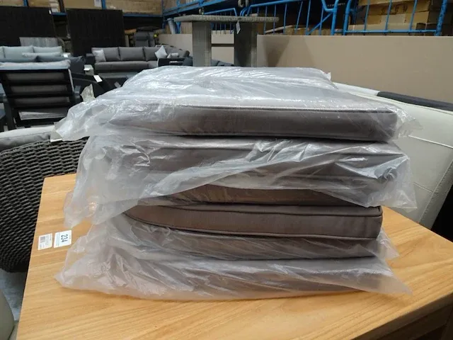 6 x dik tuinkussen taupe voor wickerzetel of stapelstoel - afbeelding 1 van  2
