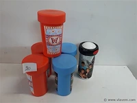 6 x drinkbeker met schroefdeksel 3 assorti - afbeelding 1 van  2