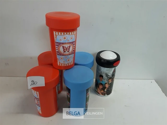 6 x drinkbeker met schroefdeksel 3 assorti - afbeelding 2 van  3