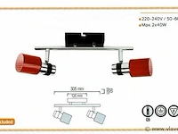 6 x dubbele plafondspot – hl7152 – g9 – 2 x 40w max – rood - afbeelding 3 van  3