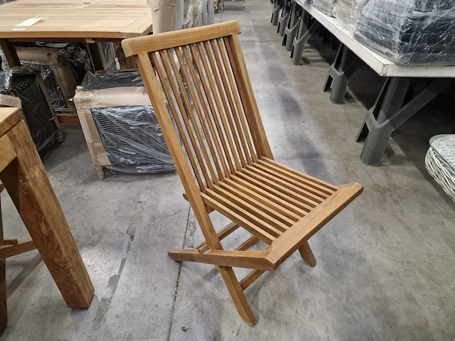 6 x excellence teak vouwstoel classic folding natural - afbeelding 2 van  7
