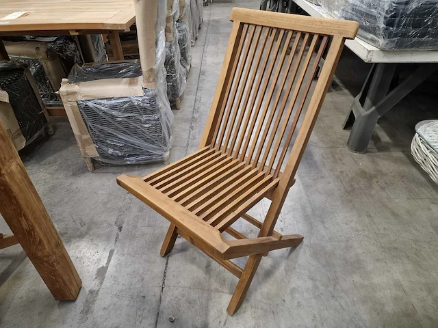 6 x excellence teak vouwstoel classic folding natural - afbeelding 3 van  7