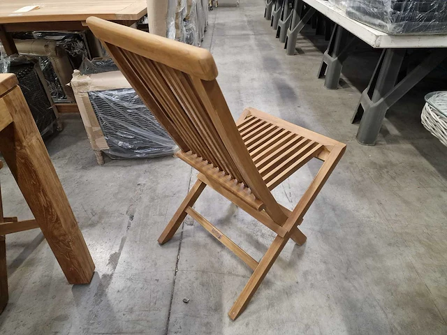 6 x excellence teak vouwstoel classic folding natural - afbeelding 4 van  7