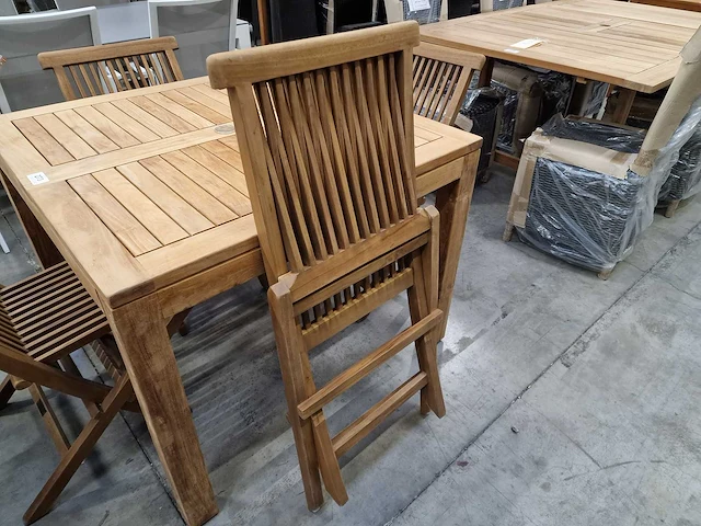 6 x excellence teak vouwstoel classic folding natural - afbeelding 7 van  7