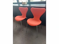 6 x fritz hansen vlinderstoelen rood stof - afbeelding 4 van  11