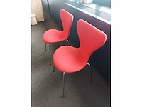 6 x fritz hansen vlinderstoelen rood stof - afbeelding 5 van  11
