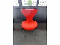 6 x fritz hansen vlinderstoelen rood stof - afbeelding 9 van  11