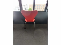 6 x fritz hansen vlinderstoelen rood stof - afbeelding 2 van  11