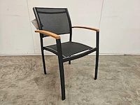 6 x garden prestige alu stapelstoel namur met teak arm antraciet mat - zwart - afbeelding 1 van  4