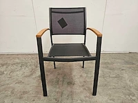 6 x garden prestige alu stapelstoel namur met teak arm antraciet mat - zwart - afbeelding 2 van  4
