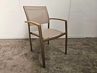 6 x garden prestige alu stapelstoel namur met teak arm champagne mat - light taupe - afbeelding 1 van  4