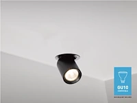 6 x gu10 inbouwspot armatuur cilinder zand zwart draaibaar - afbeelding 1 van  3