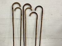 6 x houten wandelstokken met ijzerten pin - 1 lot - afbeelding 1 van  1