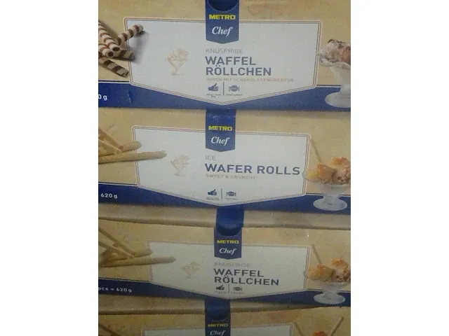 6 x ijswafels wafer rolls 640- 940 gr metro - afbeelding 1 van  2