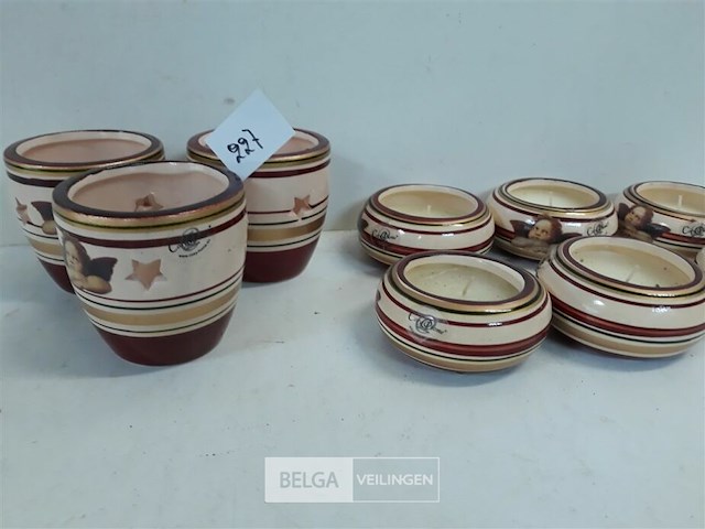 6 x kaarsje in pot + 3 x t-lichthuisje 7 cm - afbeelding 3 van  3