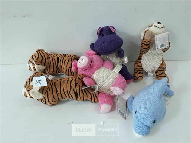 6 x knuffel als badspons mix figuurtjes +/- 20 cm - afbeelding 1 van  3