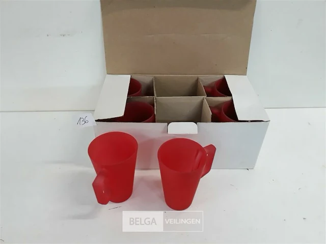 6 x koffie – thee tas rood uit glas - afbeelding 1 van  3