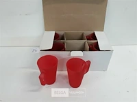 6 x koffie – thee tas rood uit glas - afbeelding 1 van  3