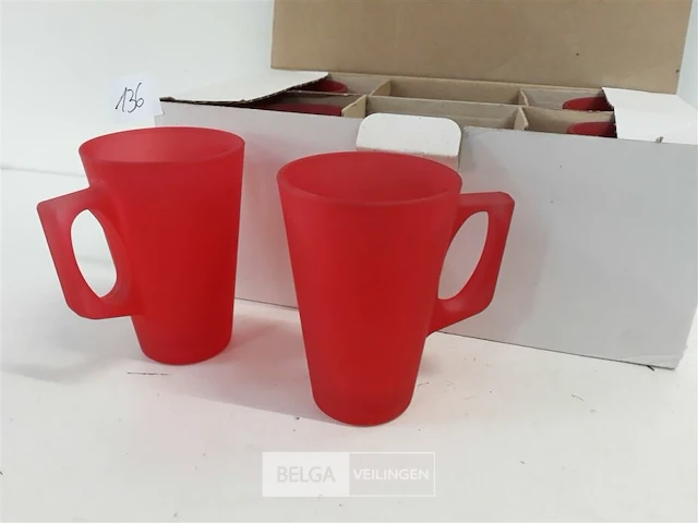 6 x koffie – thee tas rood uit glas - afbeelding 3 van  3