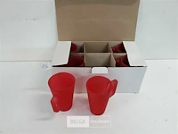 6 x koffie – thee tas rood uit glas - afbeelding 2 van  3