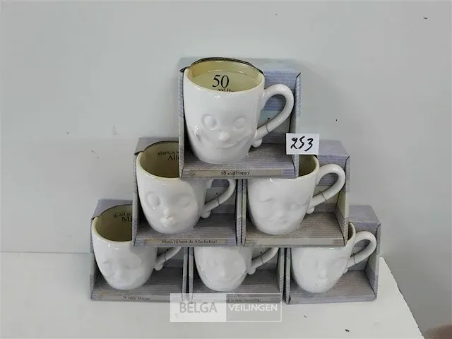 6 x koffiemok met tekst - afbeelding 1 van  3